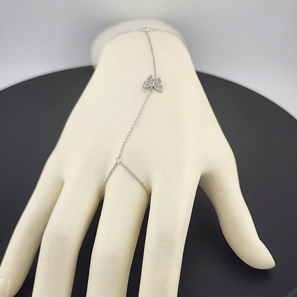 Butterfly Hand Ring Bracelet in 925 Sterling Silver – Dainty & Stylish - Picture 9 of 14
